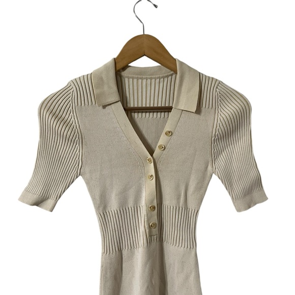 JACQUEMUS SSense La Robe Polo Ribbed Beige Short Sleeve Mini Dress - Picture 5 of 10